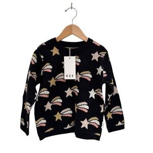 Huxbaby Black Knit Sweater with Shooting Stars NWT - size 4